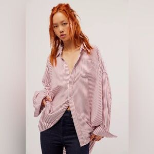 Denimist Red & White Pinstripe Button-Up Shirt